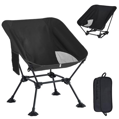 Cuzobro Ultralight Camping Chair,Compact Folding Chair with Anti-Sinking Large Feet and Storage Bag,Lightweight Backpack Chair for Naturehike,Travel,Beach,Hiking