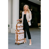 Chariot Regal Vintage Style 2-Piece Hardside Carry-On Retro Train Case Spinner Luggage Set - Ivory
