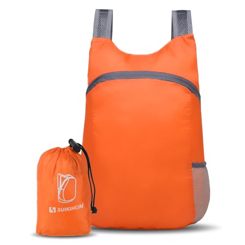 SUIKIHUM 20L Ultra Hiking-Daypack Lightweight Foldable Travel Packable Backpack for Camping Cycling Outdoor,orange