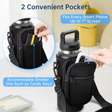 Ajrwiiy Water Bottle Carrier Bag for YETI Rambler 46/36oz Bottle - Water Bottle Holder with Strap, Adjustable Shoulder Sling Bag with 2 Pocket for Travel Hiking
