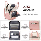 Laptop Backpack for Women College Bookbag: 15.6 Inch Cute Work Backpacks with USB Charger Waterproof Stylish Womens Computer Bag for Teachers Nurses Casual Business Travel Back Pack (Pink Beige)
