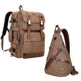 WITZMAN Canvas Backpack Large Carry On Travel Backpack Duffel Bag Fit 18 inch Laptop Sling Bag for Men Women Convertible Crossbody Chest Bag