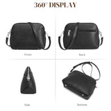 S-ZONE Crossbody Bags for Women Trendy Small Cross Body Purse for Woman Vegan Leather Designer Shoulder Bag Travel Everyday Black
