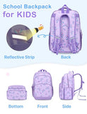 VASCHY Kids Backpack 16"(17.5L) Water-Resistant School Backpack for Girls–Elementary & Primary School Bookbag, Lightweight with Multiple Pockets Purple Flutter