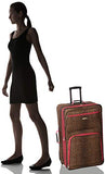 Rockland Vara Softside 3-Piece Upright Luggage Set, Pink Leopard, 3-Piece Set (20 inch/28 inch/22 inch duffel)