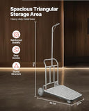 VEVOR Luggage Cart, 600 LBS Load Capacity, 3 Wheel Stainless Steel Bellman Cart, Valet Kart with Grey Carpeted Deck and Rubber Wheels, Ideal for Convention Centers, Hotels, Rental Properties, Silver