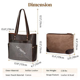 S-ZONE Genuine Leather Tote Bag Large Shoulder Purse Work Vintage Handbag for Women-dark brown