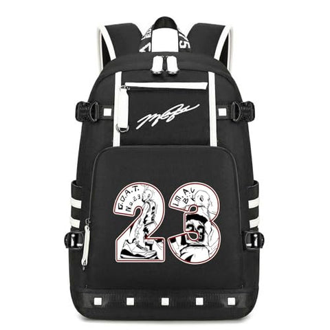 Didonia Basketball Player 23 Backpack Laptop Travel Bag Men's Women's Teenage Schoolbag (black- white)