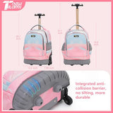 NEW TILAMI 16 Inch Rolling Backpack Carry-on Wheeled Laptop Backpack with Wheels for Girls Boys School, Pink
