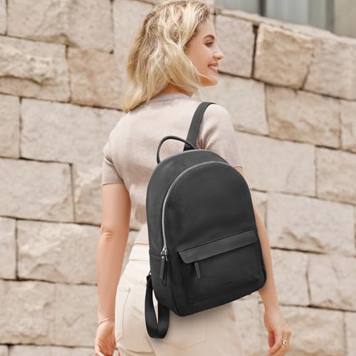 S-ZONE Genuine Leather Backpack Purse for Women Travel Backpack Classic Work Shoulder Bag Business Daypack Adjustable Straps Medium