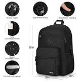 Black Backpack for Men and Women, Backpack for School Teens Boys and Girls, Lightweight Casual High School Bookbag, Daily-use Travel Laptop Backpack with USB Charging Port Fits 15.6 Inch Notebook
