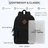 VX VONXURY Lightweight School Backpack for Men Women, Classic Basic Kids Backpack Bookbag, Black Backpack for College Travel Work