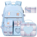 ACESAK Backpack for Girls - Bookbag Backpacks Schoolbag for Girls Kids Teen Women Casual Travel Daypacks - School Bag Elementary Middle School College Cute Backpack with Lunch Box (Blue)