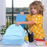 Cunno 1 Piece Nylon Backpack Kids School Backpack for Toddler Girls Boys Plain Waterproof Preppy Bookbags Travel for Student (Blue)