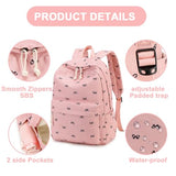 LEDAOU Kids Backpack for Girls Backpacks with Lunch Box, Lightweight Bookbag Set Elementary Middle School Back pack for 8-14 (Bow pink backpack)