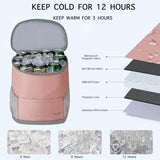 Insulated Cooler Backpack Small- Leak Proof Backpack Cooler 30 Cans, Waterproof Lightweight Cooler Bag for 12h Hot/Cold Retention - Portable Soft Cooler for Travel, Camping, Beach, Lunch-Pink