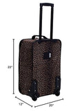 Rockland Vara Softside 3-Piece Upright Luggage Set, Expandable,Lightweight,Telescopic Handle,Wheel, Leopard, (20/22/28)
