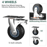 Luggage Cart,850LB Load Luggage Trolley with 5" Quiet Wheels & Secures Poles,Heavy-Duty Steel Hand Truck for Hotel Bellman,Airport,Commercial Use,Non-Slip Platform Dolly(42.51" x 25.19" x 34.25")