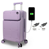 World Traveler Dejuno Smart 20-Inch Carry-On Luggage with USB Ports - Lavender