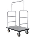 Hotel Luggage Cart, 1300LBS Bellman's Cart with 8" Wheels & Heavy Duty, Brushed Stainless Steel Luggage Trolley, Commercial Grade Hotel Luggage Trolley for Hotels, Resorts(Gray/42 Lx 26" W x 70" H)