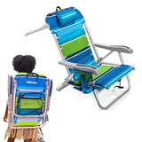 Homevative Cooler+ Folding Backpack Beach Chair with 5 Positions, Towel bar, XL Cooler Pouch, Storage Net, Cup and Phone Holder, Deep Sea
