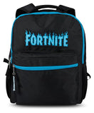 Fortnite Backpack for Kids & Adults, 16” Bookbag with Fortnite Rubber Molded Flame Logo 3D Patch & Rubber Logo Dangle, Black