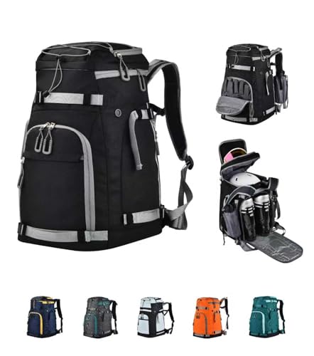 Heliar 55L-70L Expandable Ski Boot Bag – Waterproof, Durable Backpack with Multiple Compartments, Adjustable Webbing for Ski/Snowboard, Comfortable Padded Back Panel, Ideal for Ski Travel