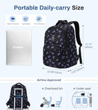 Sisipoet Girls Backpack, Lightweight School Backpack Multiple-pocket College Bookbag for Teen Girls Travel Backpack with Luggage Strap for Women, Black with Purple Bow