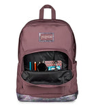 JanSport Right Pack Expressions Backpack – 15-inch Padded Laptop Compartment, Water Bottle Pocket, Utility Pocket with Flap, Bog Glam Suede Mahogany Haze/Brn/Pink