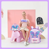 Meetbelify School Backpacks for Girls Backpack with Lunch Bag for Elmentary Students Kids Butterfly Travel Bookbag for Girls Age 6-12