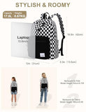 VASCHY Corduroy Backpack for School, Lightweight School Bag for Elementary, Middle & High School, Teen Bookbag, Casual Travel Daypack Black White Checkered