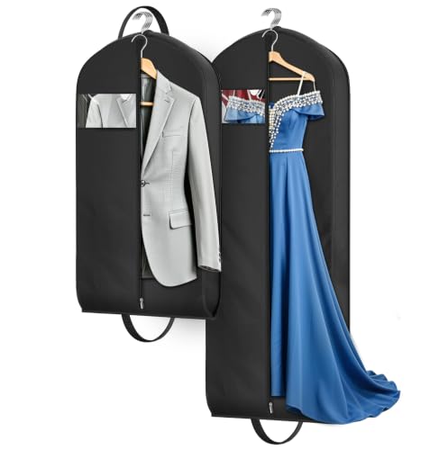 MISSLO 43"+65" Garment Bags for Travel 2 Packs Gown Dress Bag for Hanging Clothes with Suit Bags for Closet Storage Waterproof Garment | Backpacks4Less