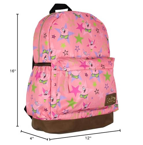 INTIMO Nickelodeon SpongeBob SquarePants Patrick Star School Travel Backpack With Faux Leather Bottom 16"