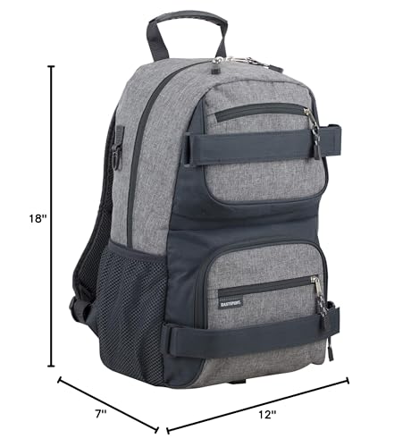 Eastsport Travel Skateboard Backpack Double Strap Laptop Bag Multi-Sport Design for Men and Women, Graystone Chambray