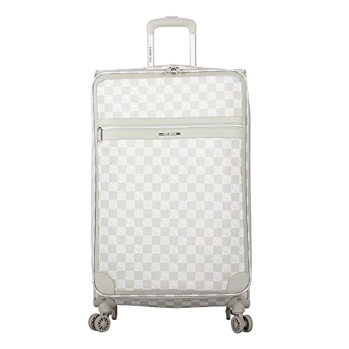 Steve Madden Designer Luggage Collection - 3 Piece Softside Expandable Lightweight Spinner Suitcase Set - Travel Set includes 20 Inch Carry on, 24 Inch & 28-Inch Checked Suitcases (Chalet Light Grey)