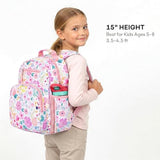 mibasies Kids Backpack for Girls: Girls Backpack 5-8 - Kindergarten Elementary School Bookbag for Girl - Flower Pink