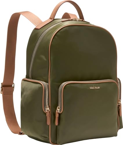 Cole Haan Women's Delancey Nylon Backpack, Olive Night/Godlen Honey
