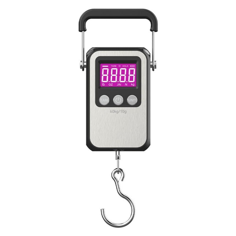 Klau Portable Rechargeable 60 kg / 120 lb Heavy Duty Hanging Scale Luggage Scales with Wide Handle Black for Home Farm Hunting Outdoor