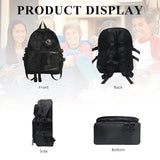 MOVOYEE Backpack for Men Travel Women Work Hiking Casual Daypack Backpacks Teens Girls Boys Kids BookBag,Anti Theft Carry On Clear Backpack,Cute Ita Bag with Pin Display Adjustable Strap Black