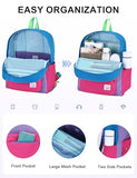 VASCHY Lightweight Backpack for School, Water Resistant Classic Bookbag with Side Pockets for Girls Kids,Teens Violet Rose Pink