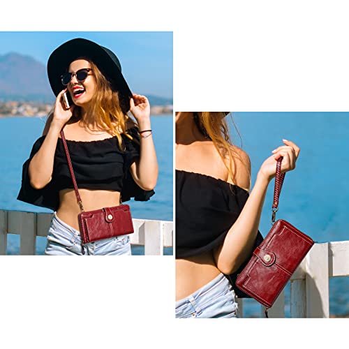 S-ZONE Vegan Leather Crossbody Bags for Women Small Cell Phone Purse RFID Blocking Clutch Purses with 2 Straps