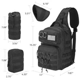 CVLIFE Tactical Sling Bag Backpack for Men Military Shoulder Sling Bag Molle Detachable Tactical Bag with Bottle Holder Hidden Pocket Daily Day Pack Work Bag for EDC Hiking, Black