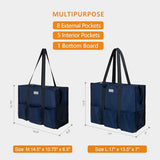 TOPDesign Utility Water Resistant Tote Bag with 13 Exterior & Interior Pockets, Top Zipper Closure & Thick Bottom Support, for Working Women, Teachers, Nurses, Accountants (Blue)