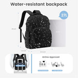 LOVEVOOK Laptop Backpack for Women with Giant Tumbler Holder Pocket,15.6 Inch Puffer Travel College Work Backpack Purse for Teacher Nurse,Waterproof Laptop Bag Computer Back Pack Casual Daypack,Black