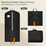 SLEEPING LAMB 72'' Bridal Wedding Gown Dress Garment Bag 15'' Gusseted Garment Cover Shoe Pockets Travel Garment Storage Bag for Prom, Evening Gowns, Black