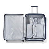 Samsonite Paralux Medium Checked Luggage - Innovative Design - Quick Access Front Pocket - Dual Suspension Wheel Technology - TSA Lock - Expandable - Includes Removable Packing Cubes - Midnight Navy