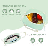 Similove Kids Backpack for Girls - 3PCS Cute Embroidered Bow Girls Backpack with Insulated Lunch Bag & Pencil Case - Bookbag for Teen Women Middle High School College Work Travel Daypack
