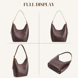 S-ZONE Leather Shoulder Bag for Women Hobo Bag Top Handle Handbag Satchel Purse Rose Pattern