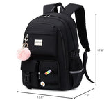 abshoo Big Student Laptop Backpack For College Women Middle High School Teen Girls Bookbag Travel Daypack (Black)