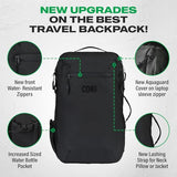 COR Surf Travel Backpack Carry On Backpack for Airplanes - Travel Backpack with Clamshell Design The Island Hopper - 40L Black